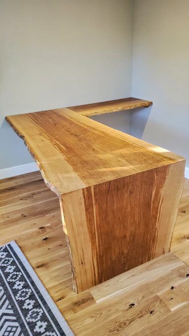 Brown Oak waterfall edge desk